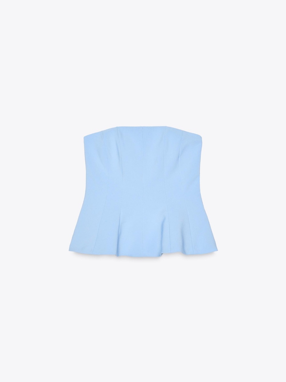 Zara Light Blue Strapless Peplum Top